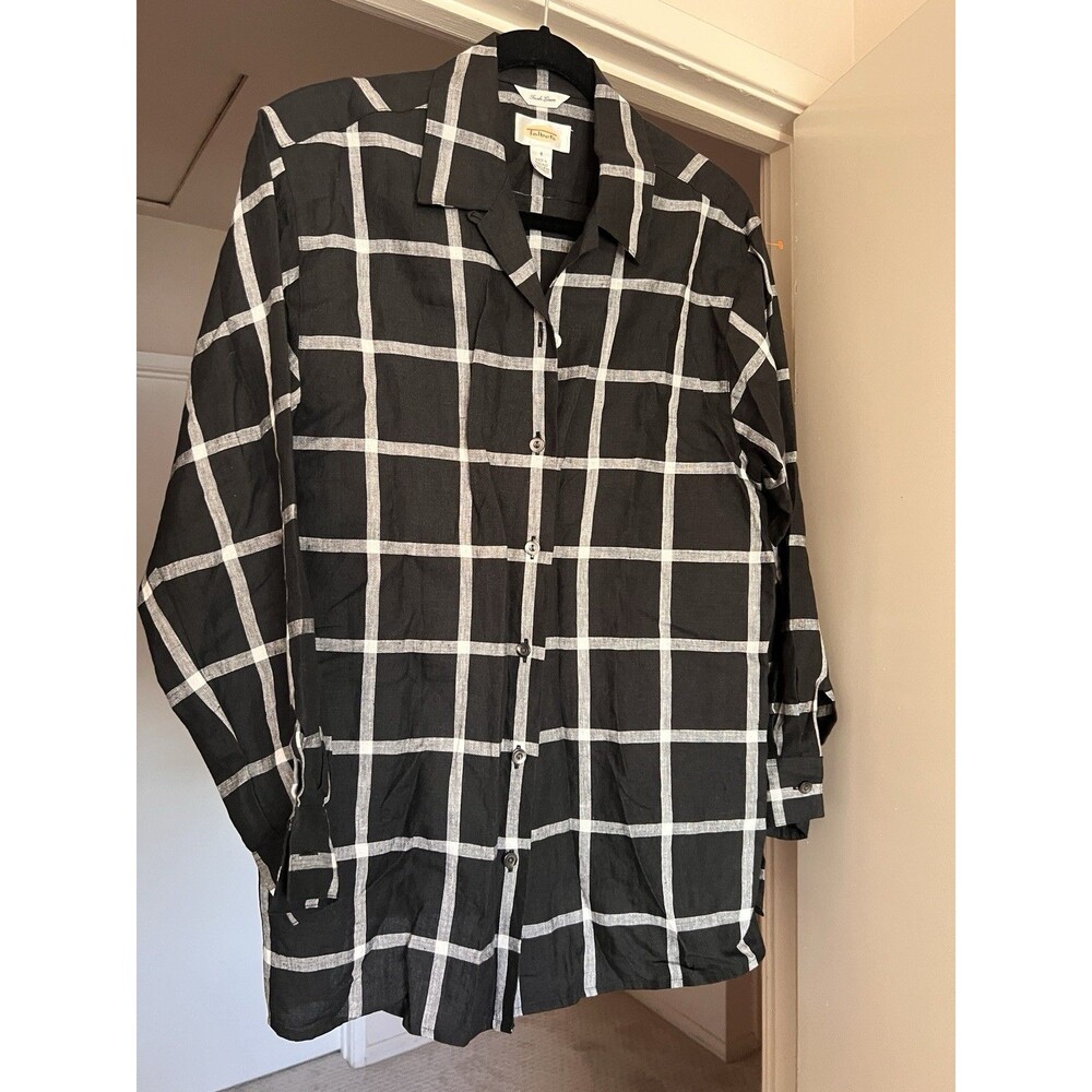Talbots Women’s 8 Irish Linen Plaid Button Down Shirt Long Sleeve Casual Top